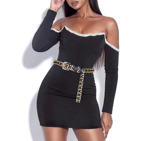 Gold Metal Punk Belt Leather Chain Waist Accessories for Women Dresses - Picture 2 of 5